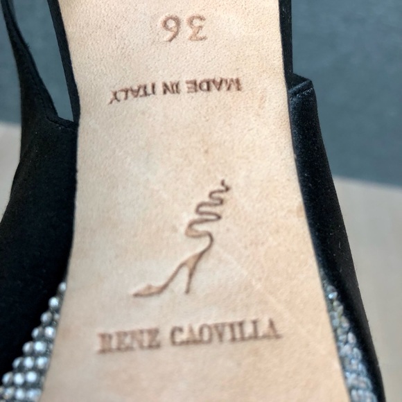 Rene Caovilla Vintage Black Silk and Crystal Platform shoes in Size 6. - Picture 9 of 16